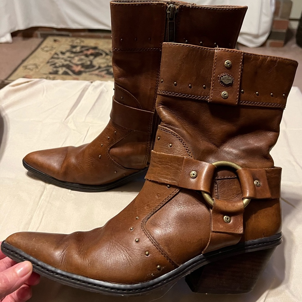 SOLD 8.5 Ladies Harley Davidson Studded Harness Boots - Picture 1 of 16